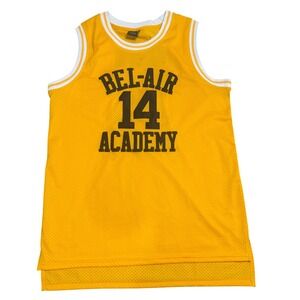 Bel Air‎ Academy Basketball Jersey Will Smith 14 Mesh Sleeveless Yellow Large